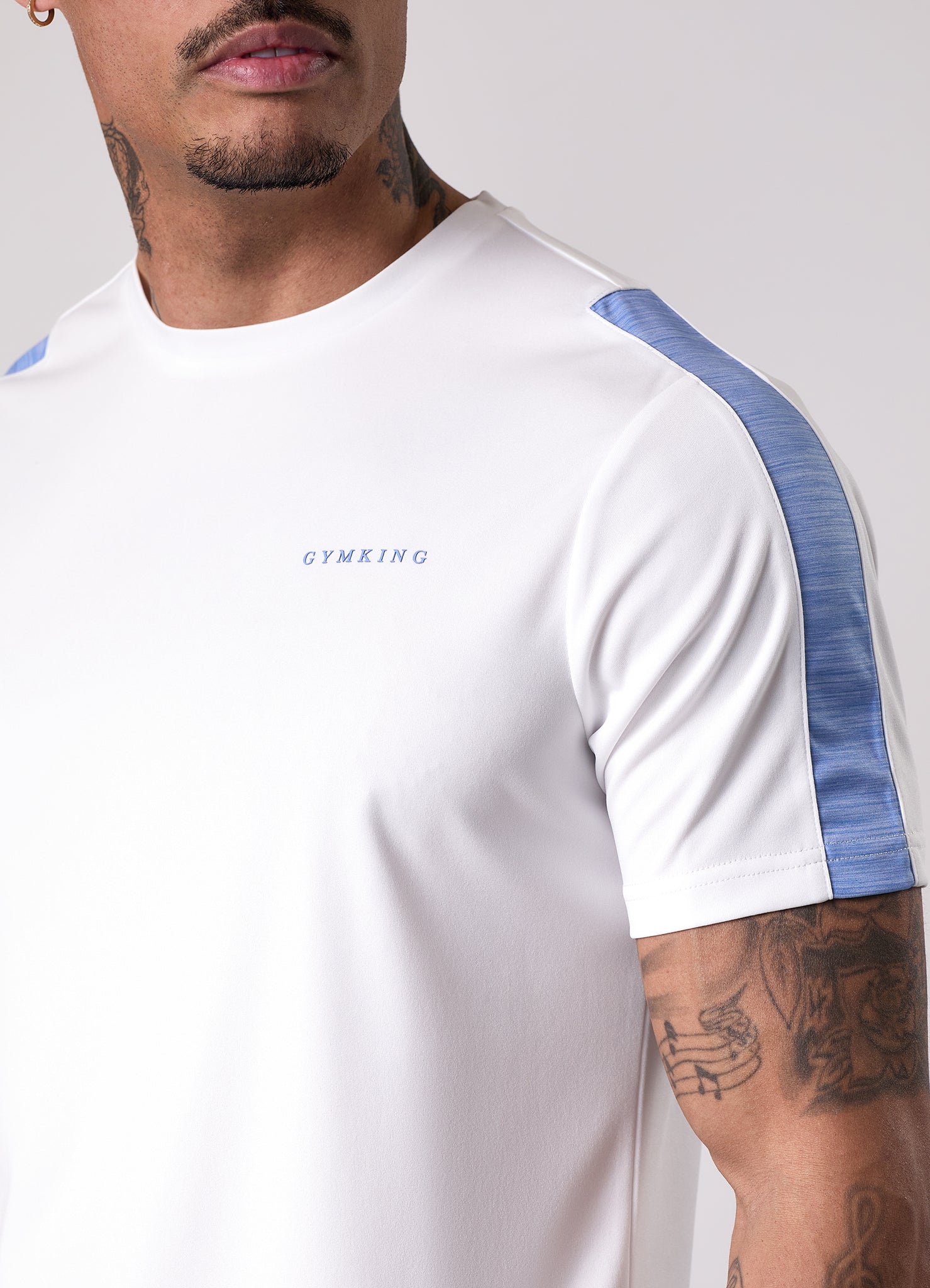 Gym King Core Plus Poly 2.0 Tee - White/Provence Blue
