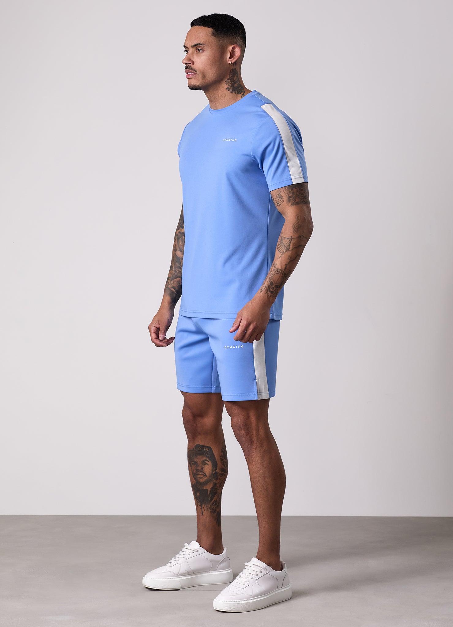 Gym King Core Plus Poly 2.0 Tee - Provence Blue/White