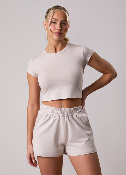 Gym King 365 Crop Jersey Tee - Pebble