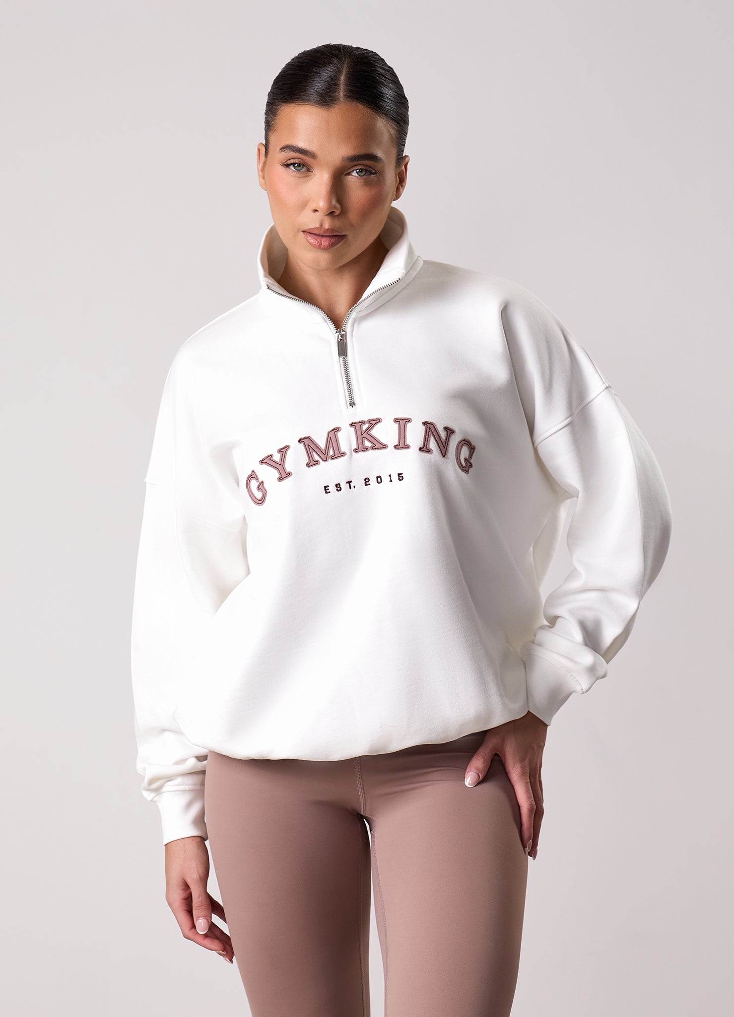 Gym King Compose 1/4 Zip Funnel - Cream