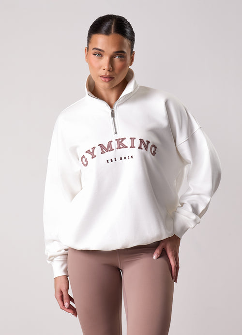 Gym King Compose 1/4 Zip Funnel - Cream