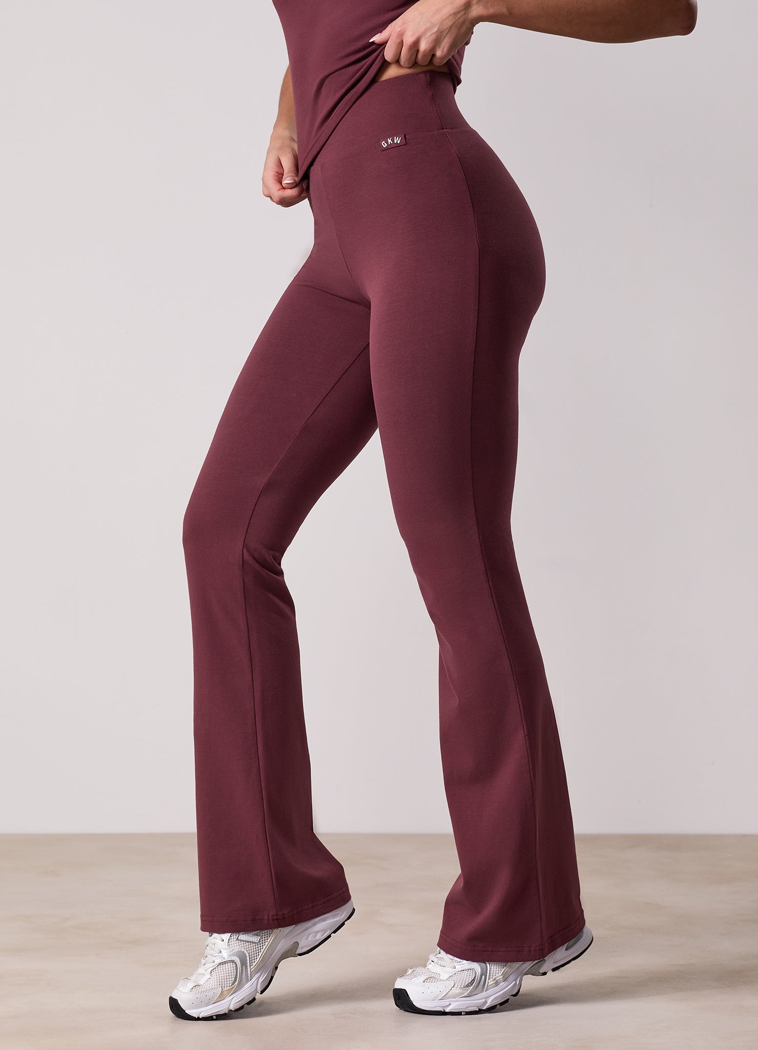 Gym King Plush Jersey Flared Legging - Burgundy