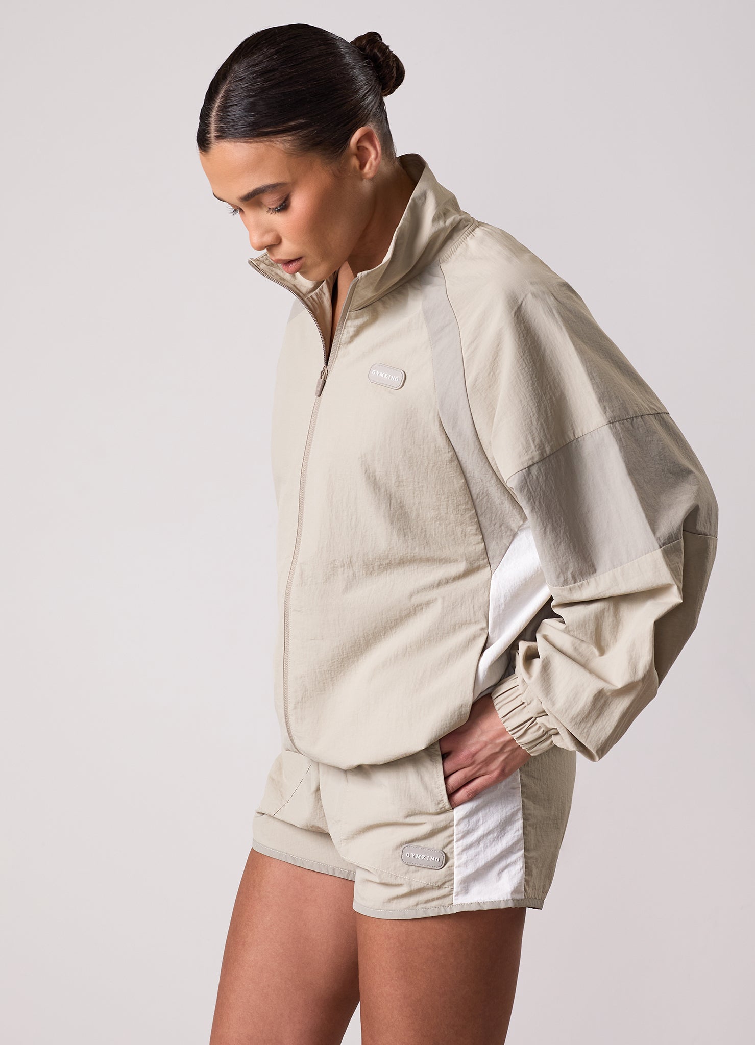 Gym King Track Woven Jacket - Vanilla Brown