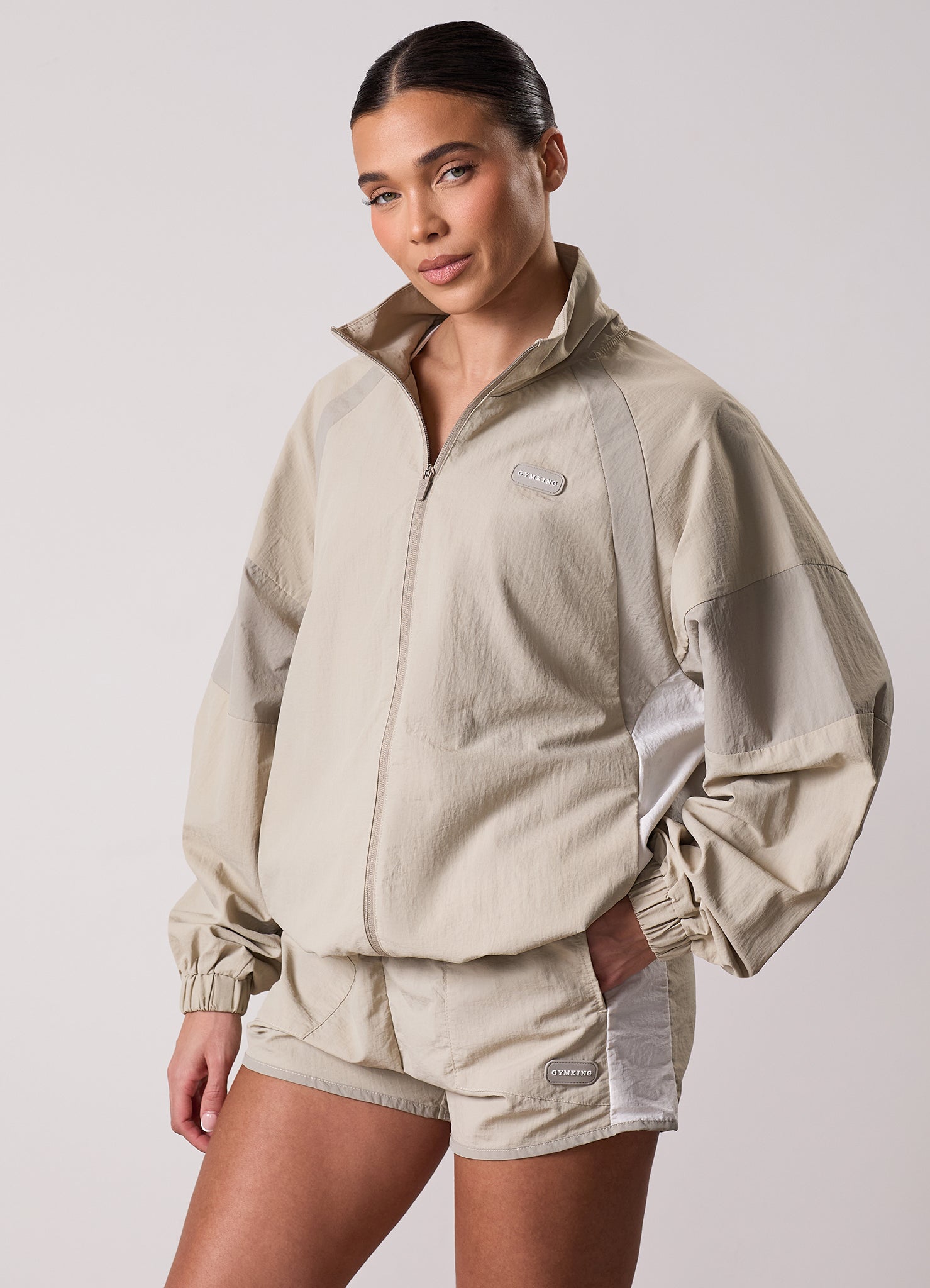 Gym King Track Woven Jacket - Vanilla Brown