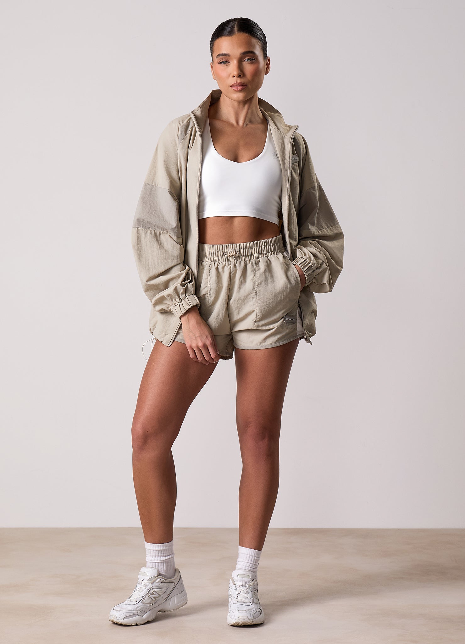 Gym King Track Woven Jacket - Vanilla Brown