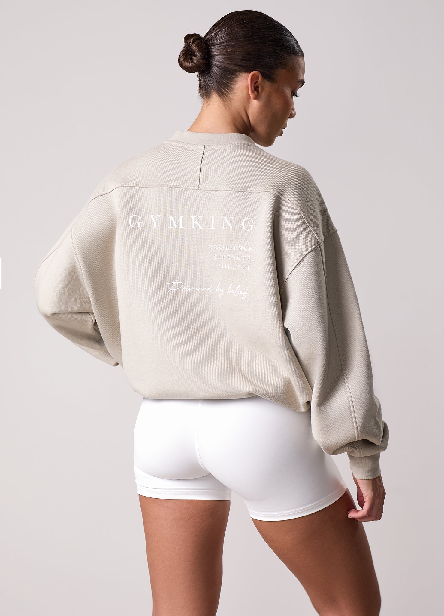 Gym King Define Bungee Hem Crew - Vanilla Brown