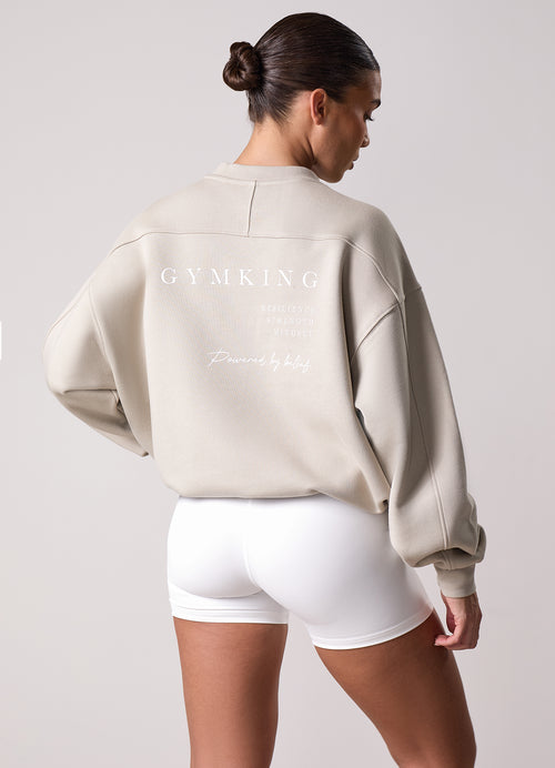 Gym King Define Bungee Hem Crew - Vanilla Brown