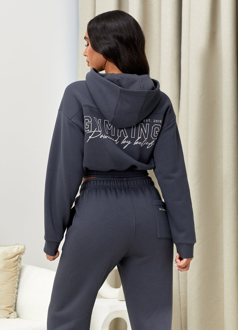 Gym King Powered By Belief FZ Hood - Oyster Grey