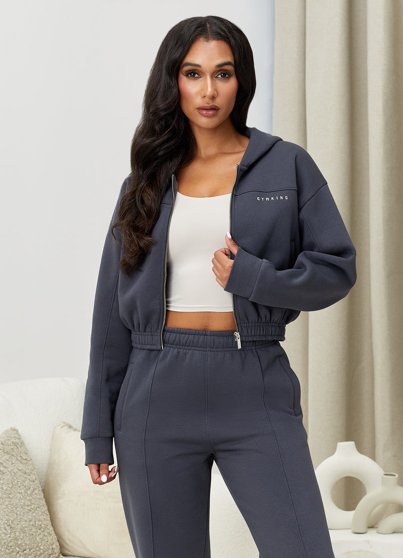 Gym King Powered By Belief FZ Hood - Oyster Grey
