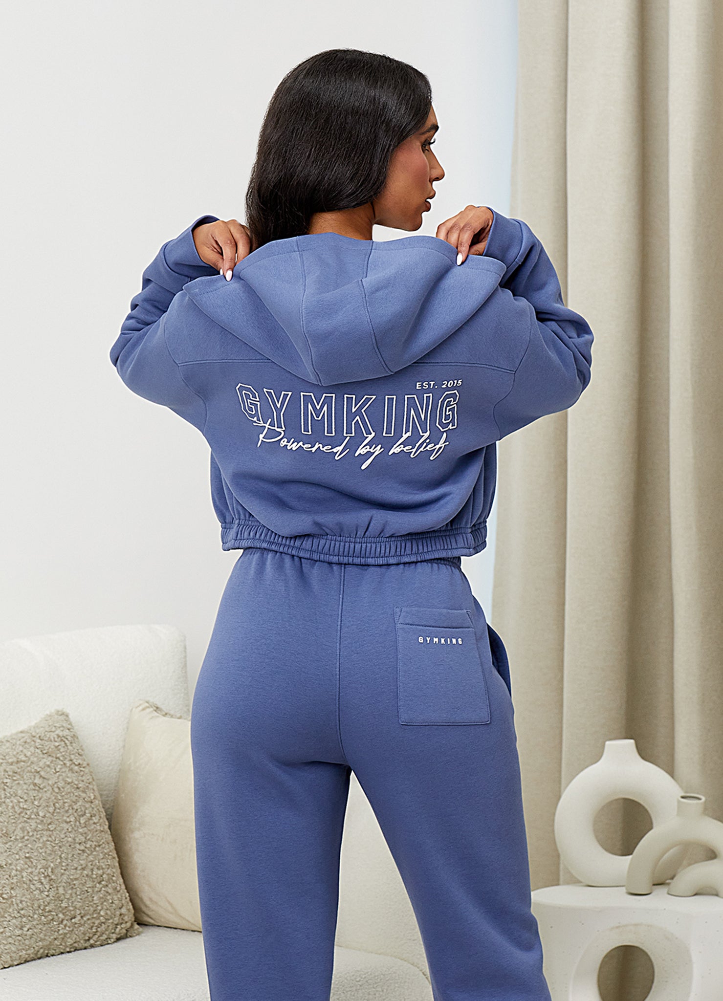 Gym King Powered By Belief Sweatpants - Blue Steel