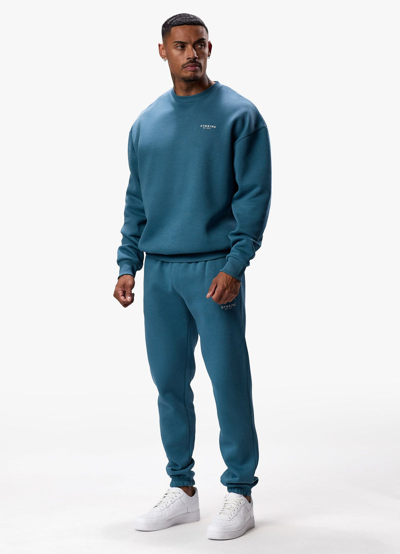 Gym King Established Crew Tracksuit - Lake Blue