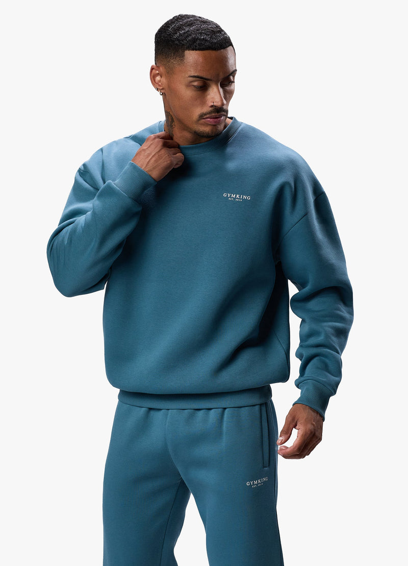 Gym King Established Crew Tracksuit - Lake Blue