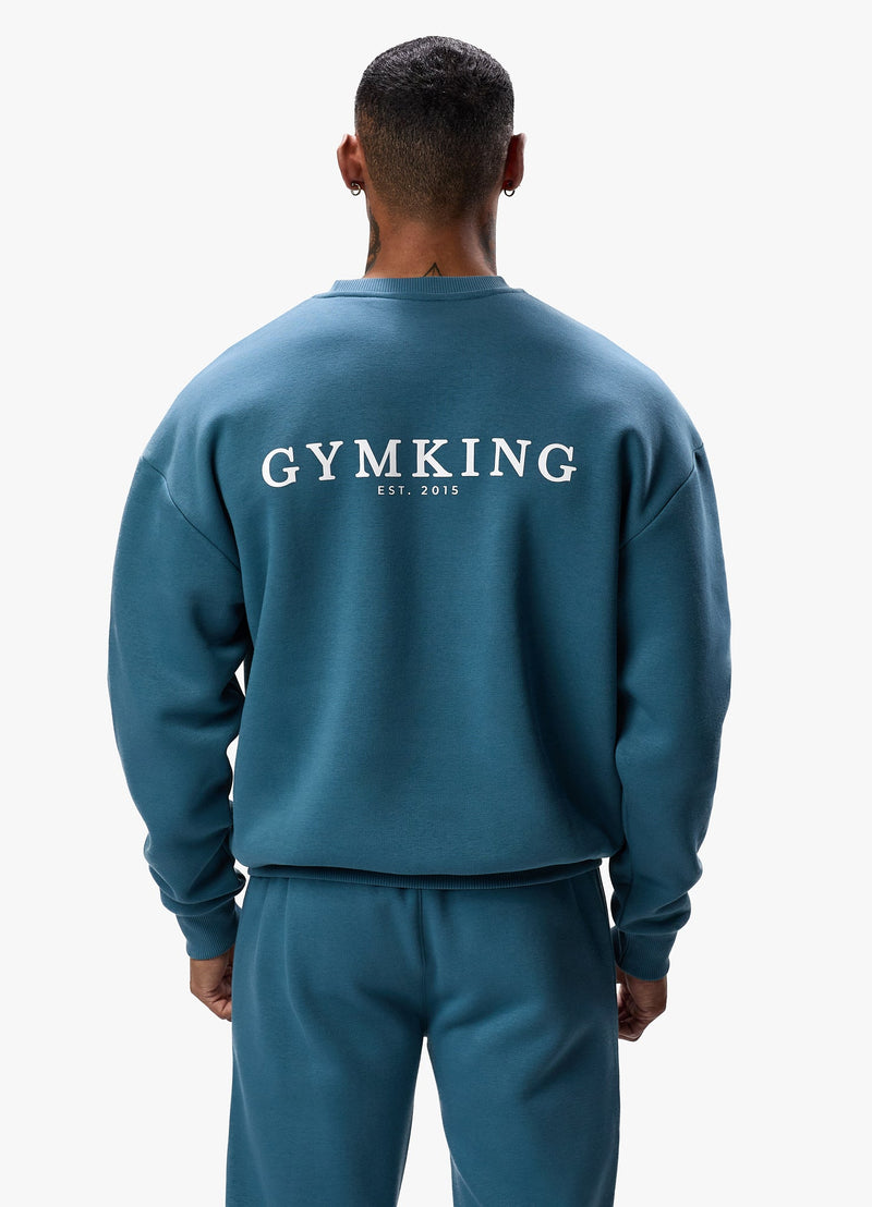 Gym King Established Crew Tracksuit - Lake Blue