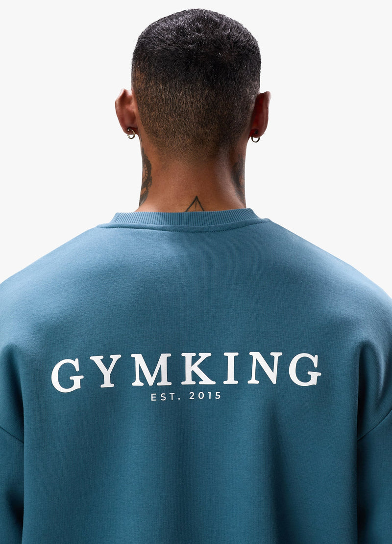 Gym King Established Crew Tracksuit - Lake Blue