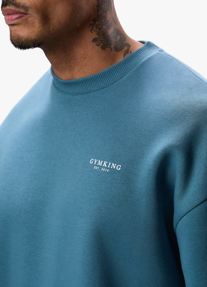 Gym King Established Crew Tracksuit - Lake Blue