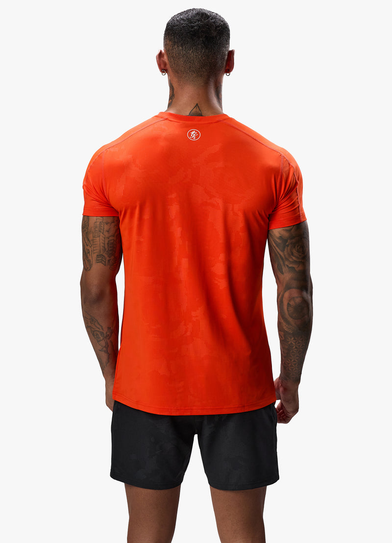 Gym King Debossed Camo Tee - Flame Orange