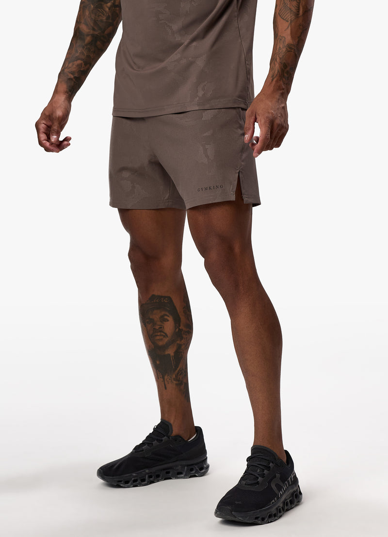 Gym King Debossed Camo Short - Iron