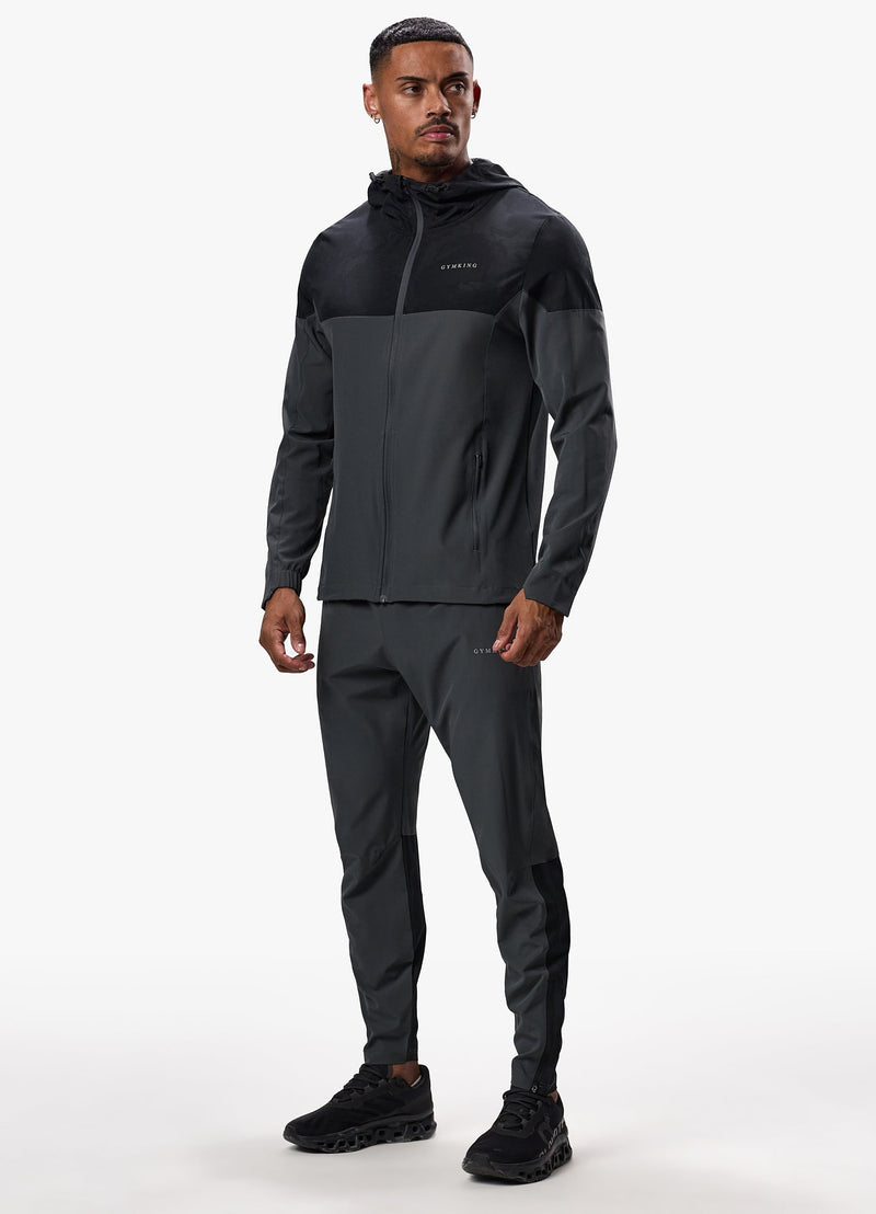 Gym King Debossed Camo Woven Tracksuit - Black/Oyster Grey