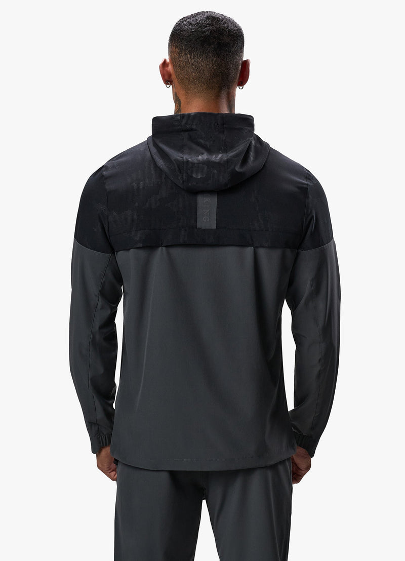 Gym King Debossed Camo Woven Tracksuit - Black/Oyster Grey