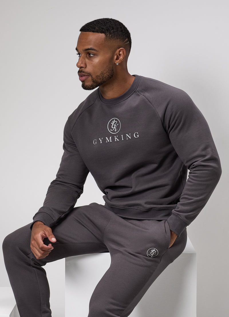 Gym King Pro Logo Fleece Crew - Onyx Grey