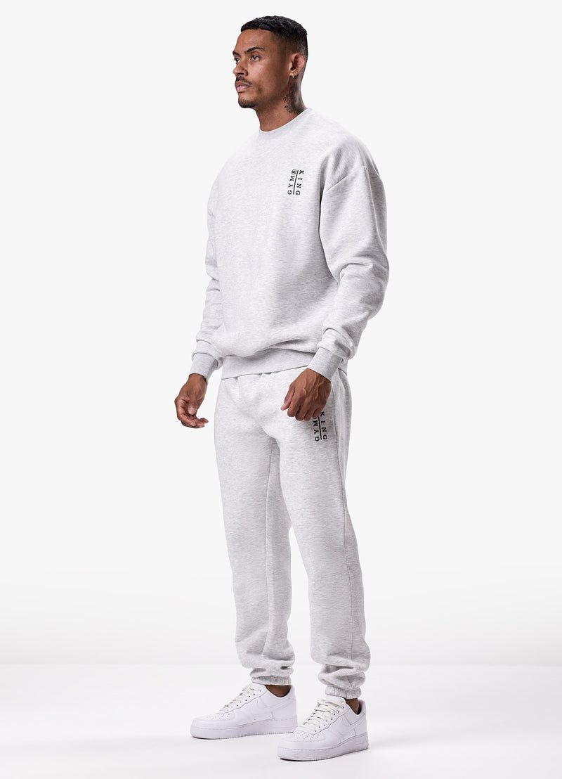 Gym King Division Crew Tracksuit - Snow Marl