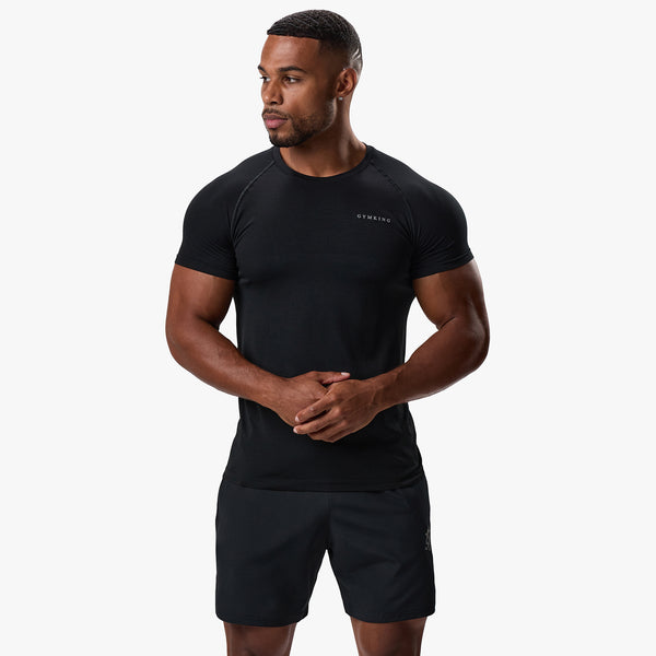 Gym King Seamless Tee - Black