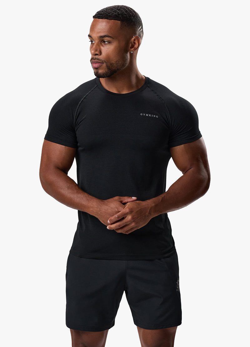 Gym King Seamless Tee - Black