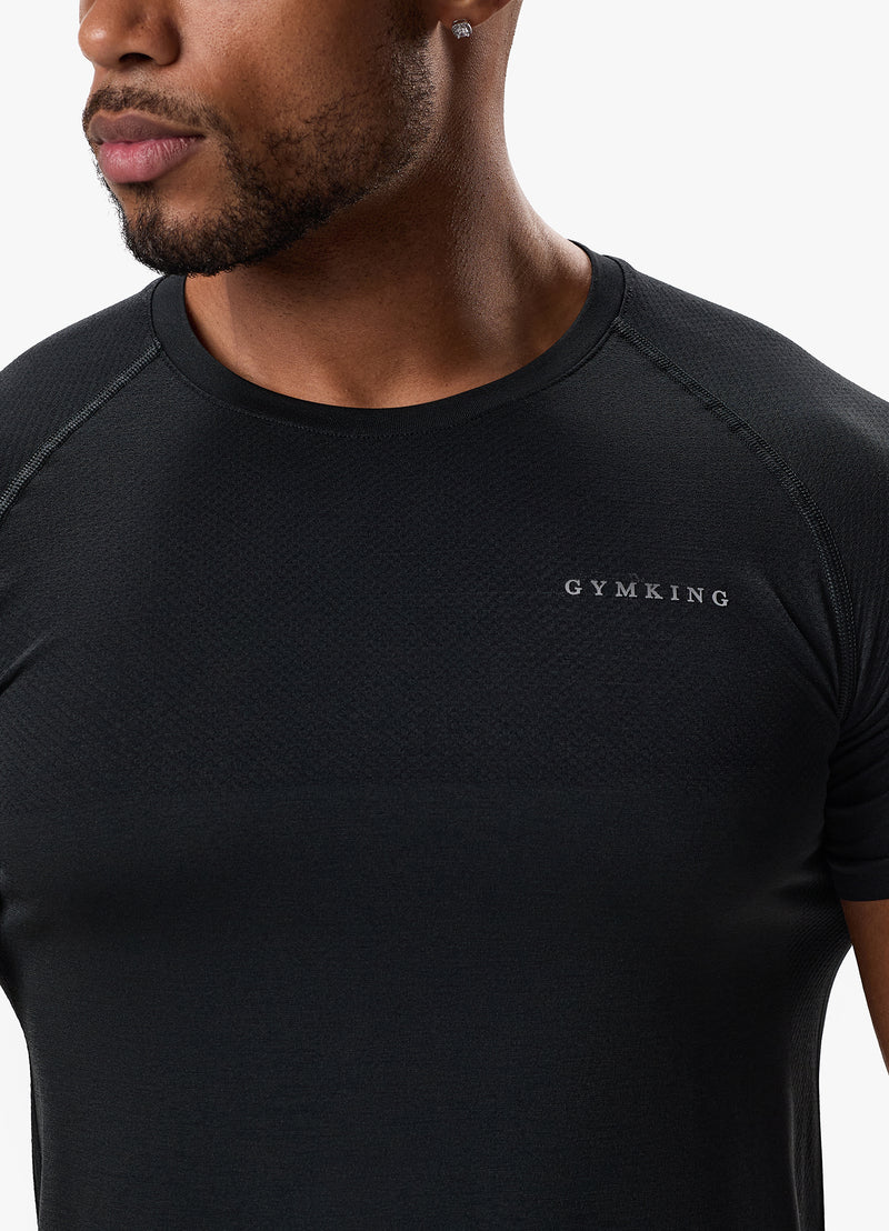 Gym King Seamless Tee - Black