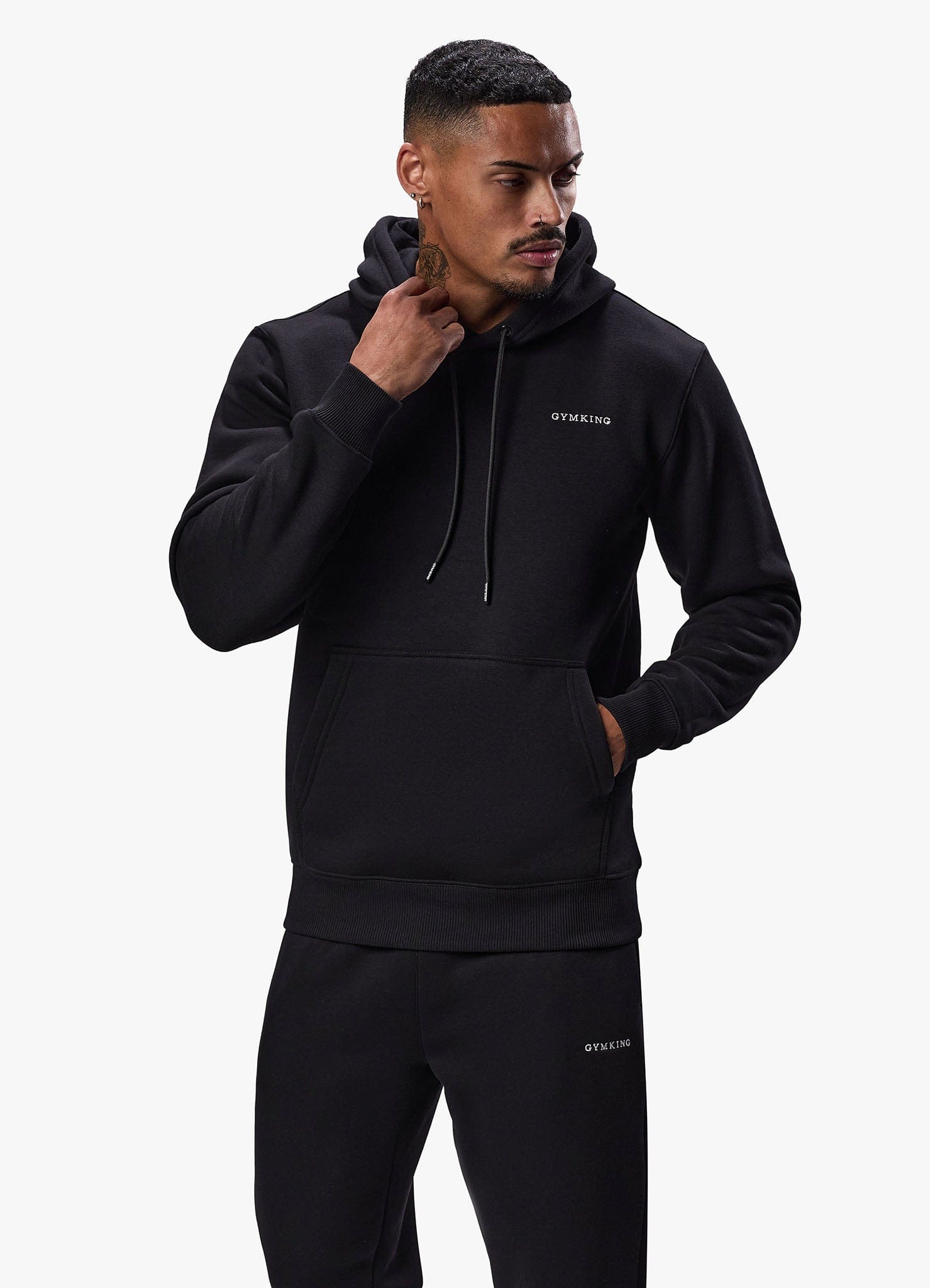 Gym King Fundamental Linear Hood Tracksuit - Black
