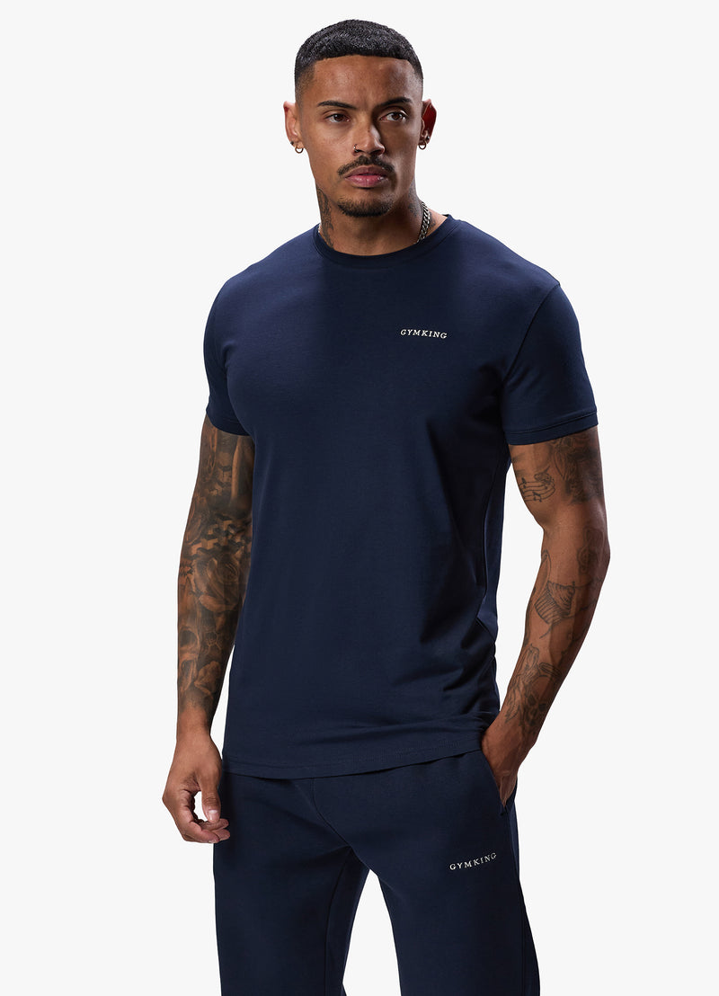 Gym King Linear Fundamental Tee - Navy