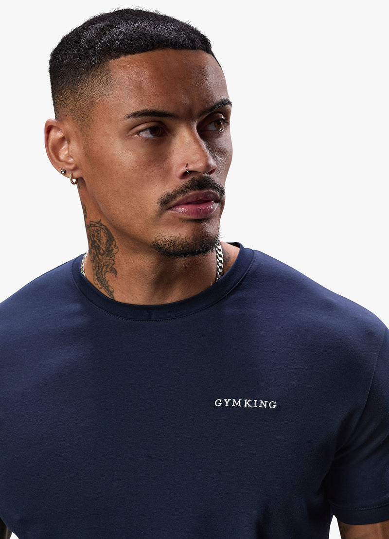 Gym King Linear Fundamental Tee - Navy