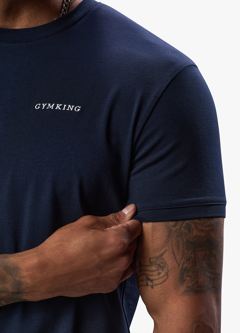 Gym King Linear Fundamental Tee - Navy