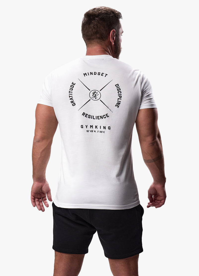 Gym King Compass Tee - White