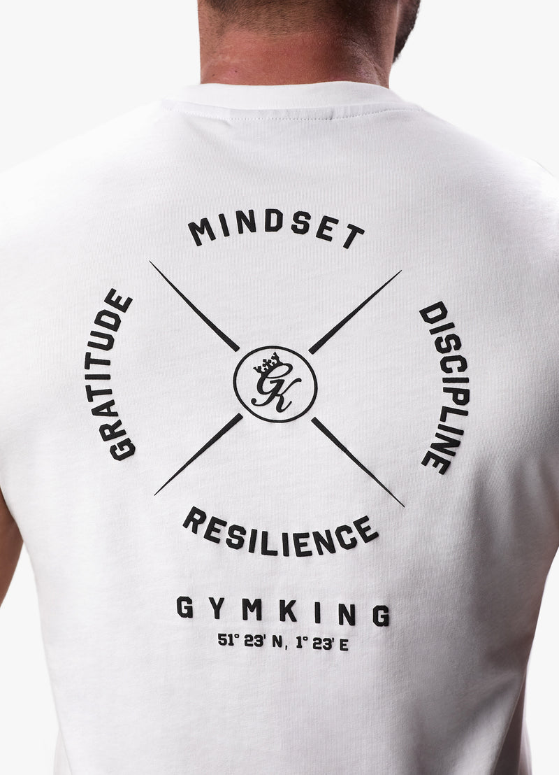 Gym King Compass Tee - White