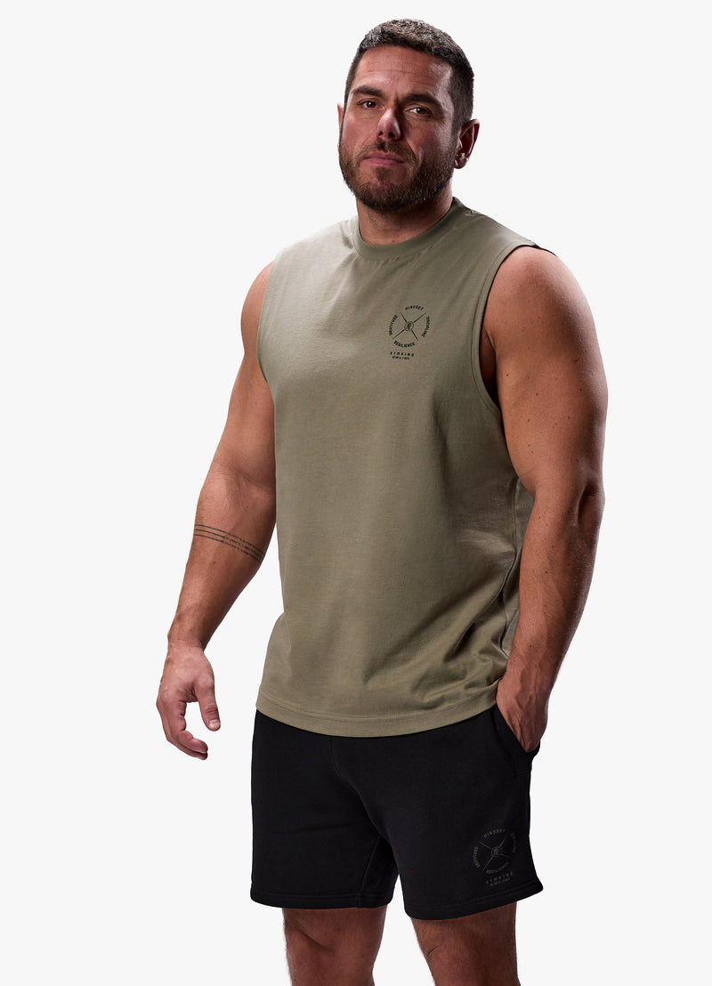 Gym King Compass Tank - Deep Khaki