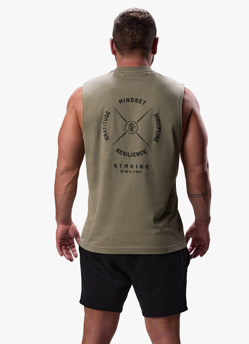 Gym King Compass Tank - Deep Khaki