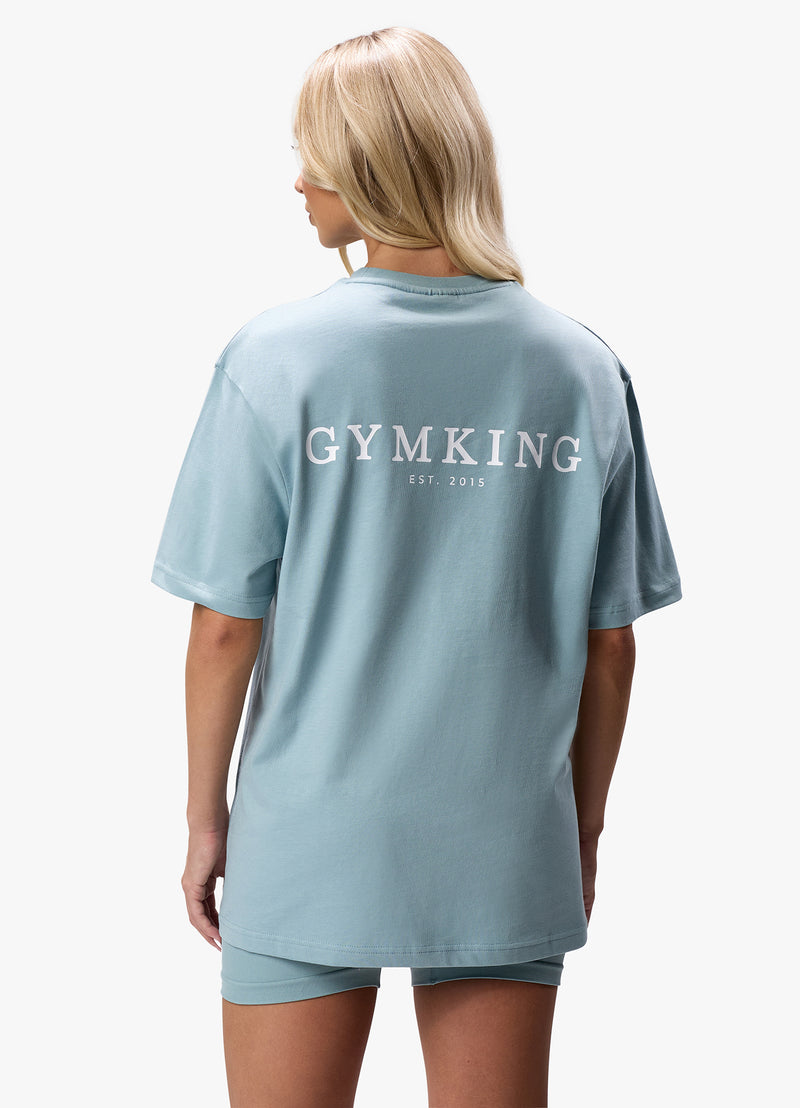 Gym King Established Boyfriend Tee - Stone Blue