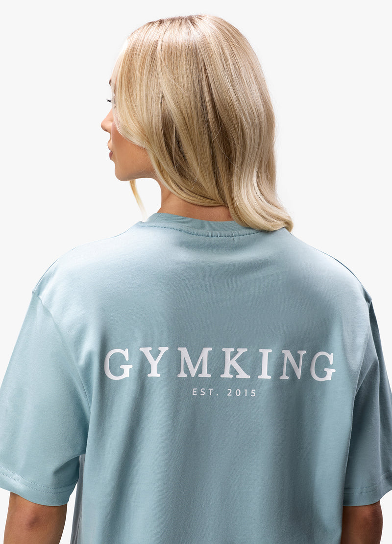 Gym King Established Boyfriend Tee - Stone Blue