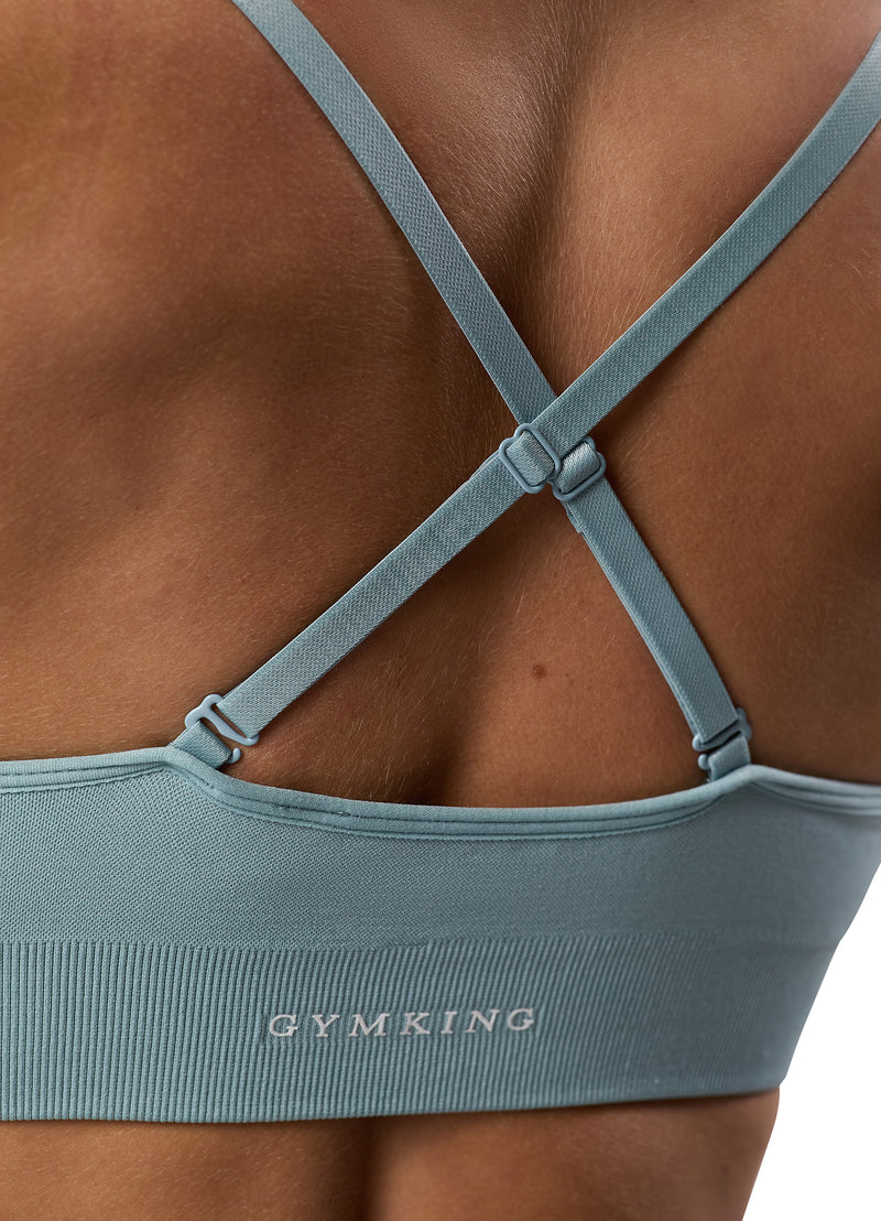 Gym King Sculpt Seamless Scrunch Bra - Stone Blue