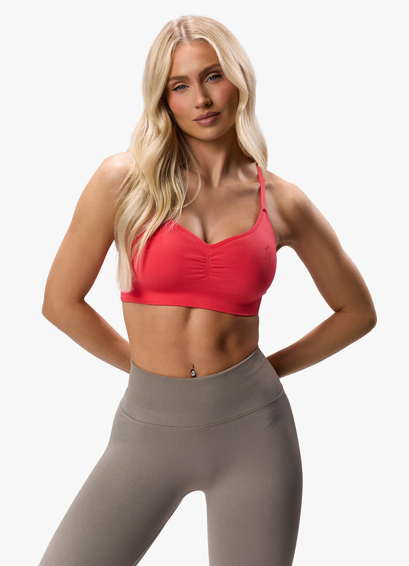 Gym King Sculpt Seamless Scrunch Bra - Coral Red