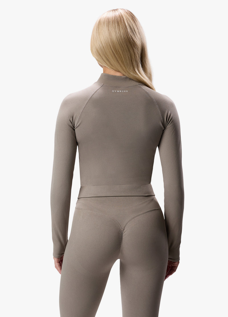 Gym King Sculpt Seamless Full Zip - Truffle