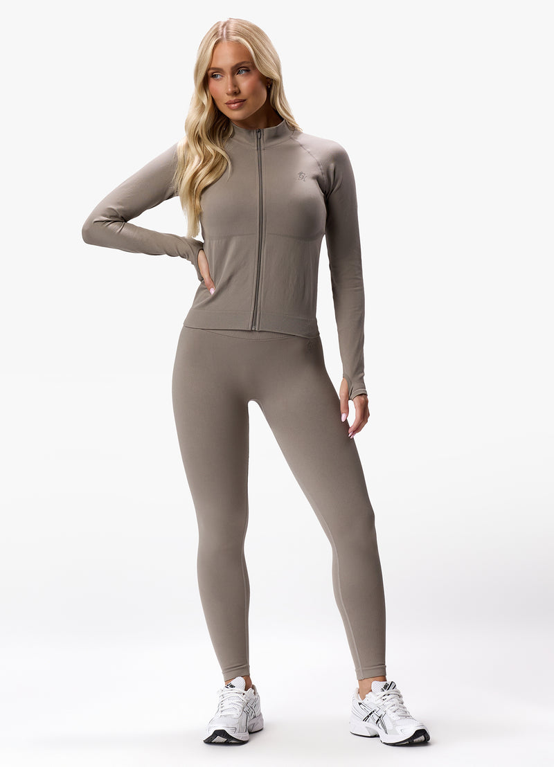 Gym King Sculpt Seamless Full Zip - Truffle