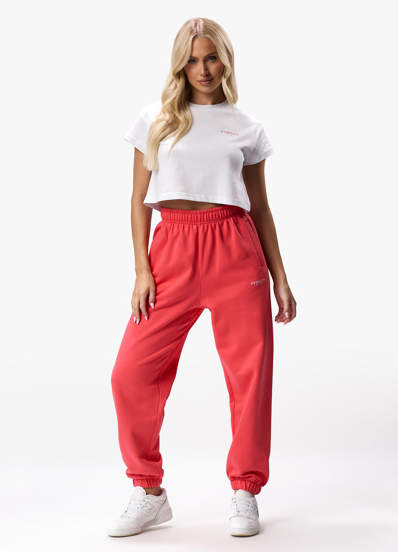 Gym King Established Cropped Tee - White/Red