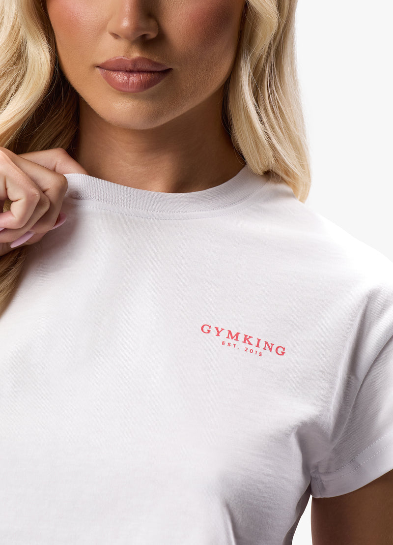 Gym King Established Cropped Tee - White/Red