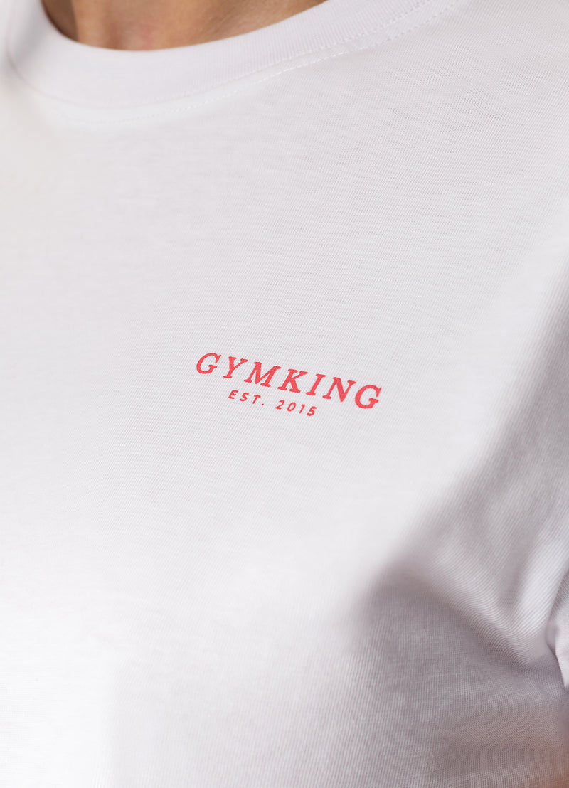 Gym King Established Cropped Tee - White/Red