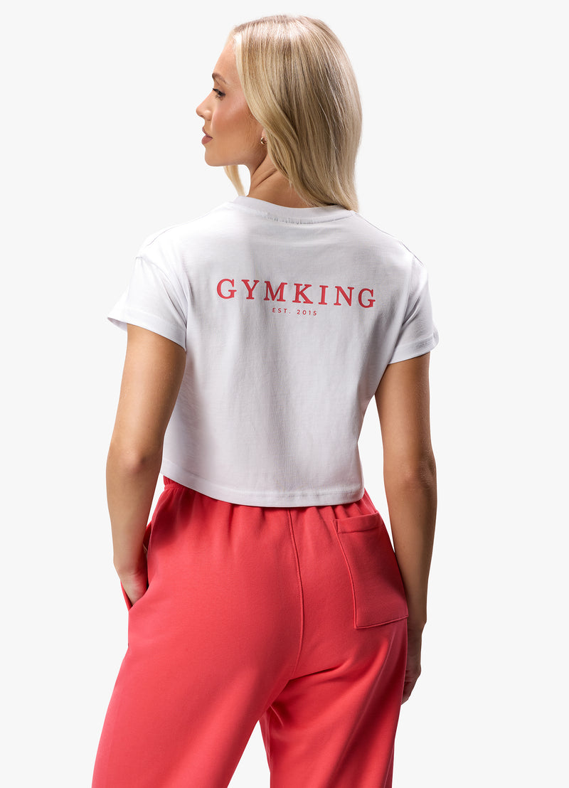 Gym King Established Cropped Tee - White/Red