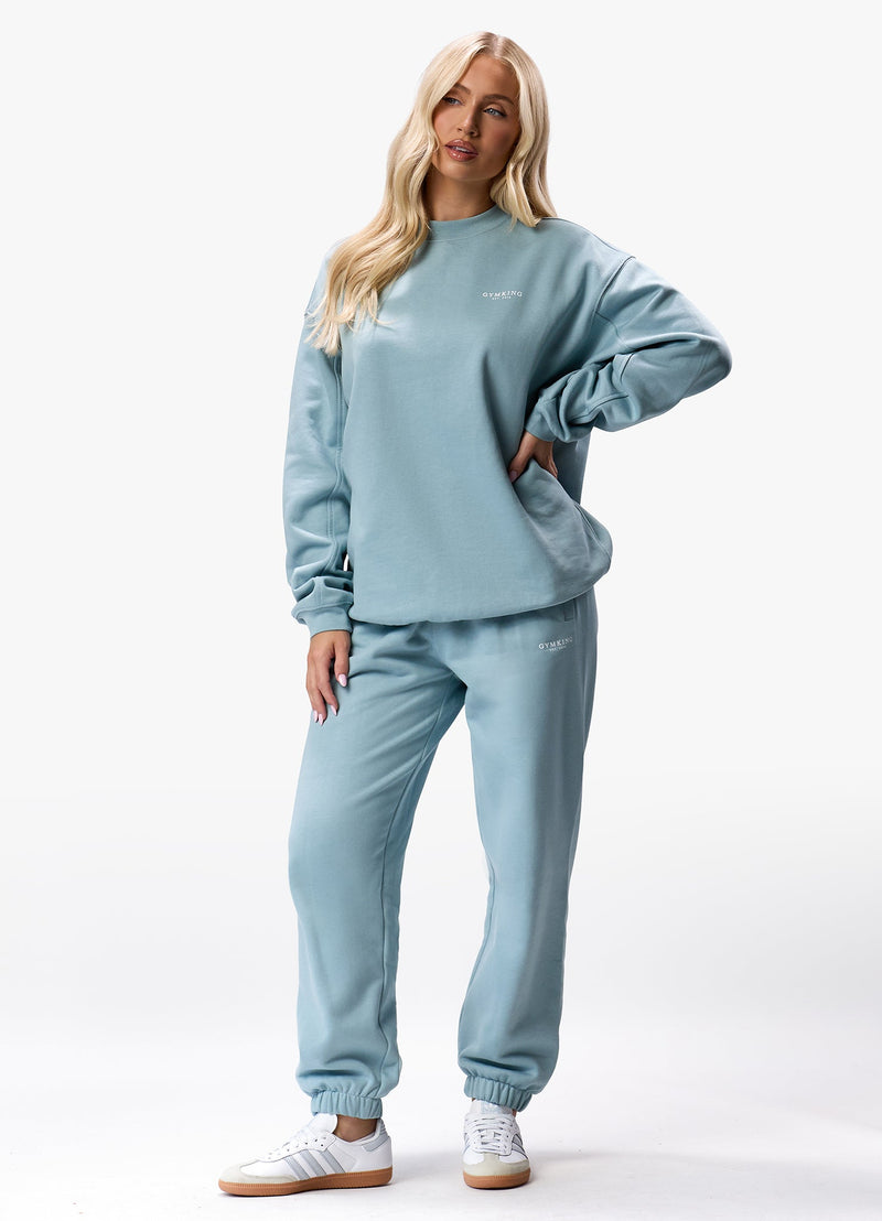 Gym King Established Crew Tracksuit - Stone Blue