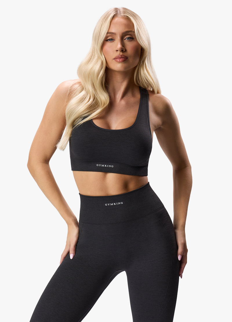 Gym King Results 2.0 Seamless Cross Over Bra - Black