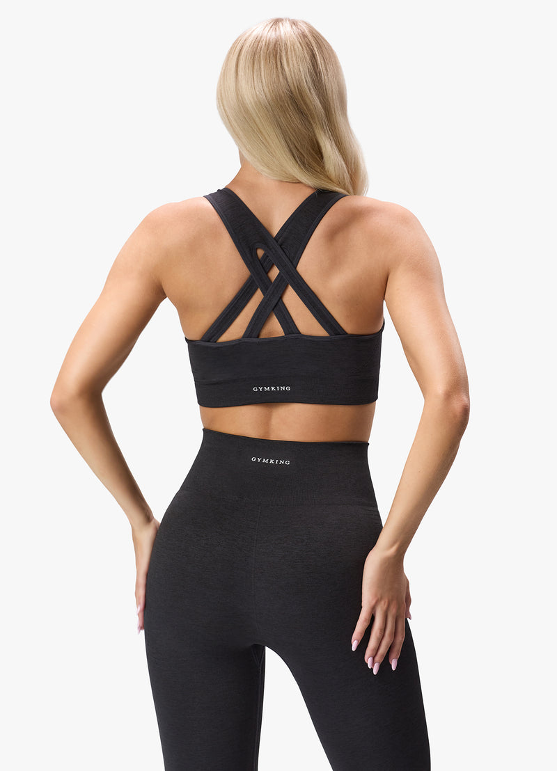 Gym King Results 2.0 Seamless Cross Over Bra - Black