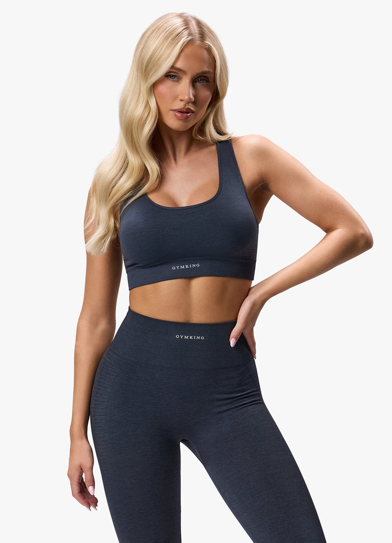 Gym King Results 2.0 Seamless Cross Over Bra - Midnight Blue